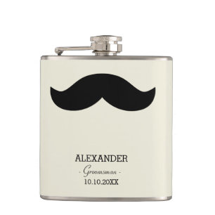 Flasques Mustache Groomsman Cadeau Nom personnalisé