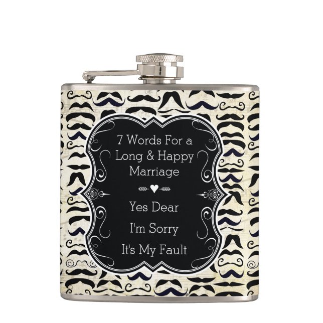 Flasques Mustache noir et brun Motif Hipster (Devant)