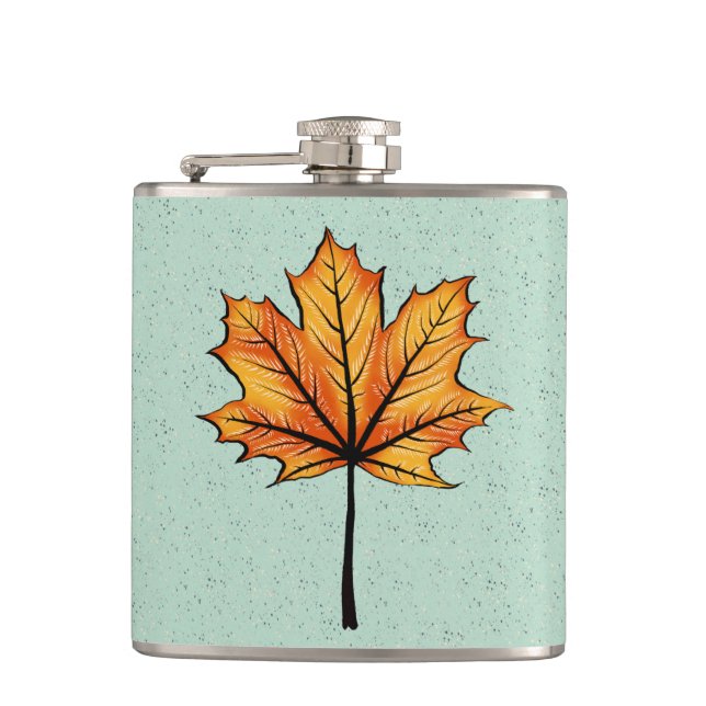 Flasques Nature Lover Jaune Leaf Bleu automne (Devant)