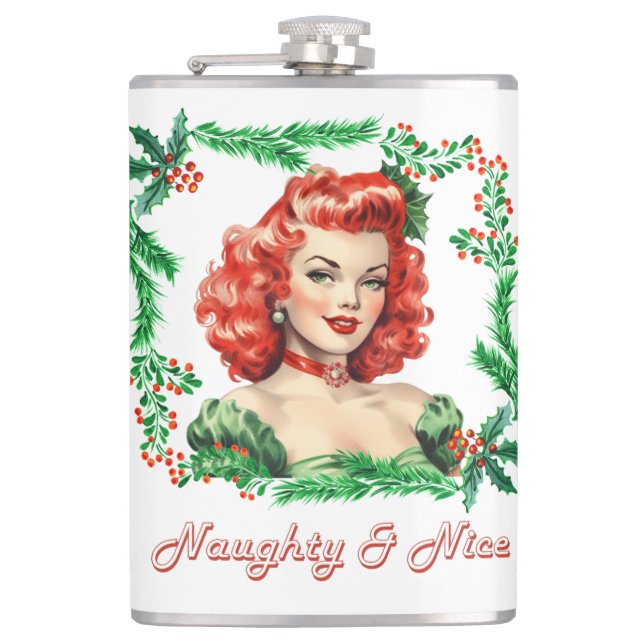 Flasques Naughty & Nice Retro Christmas Pinup (Devant)