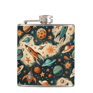 Flasques Navires-fusée vintages pour engins spatiaux Motif