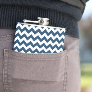 Flasques Navy Zigzag, Navy Chevron, Motif géométrique