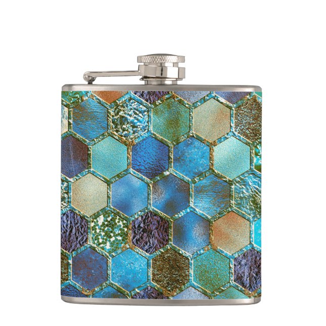 Flasques Nid d'abeilles de luxe de Teal d'Aqua de parties (Devant)