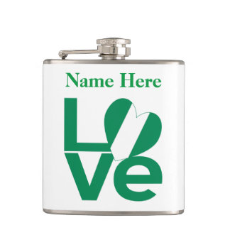Flasques Nigérian Green LOVE Heart Flag Personnalisé