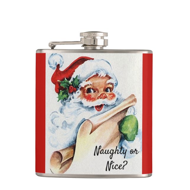 Flasques Noël Vintage Père Noël Naughty ou Nice (Devant)
