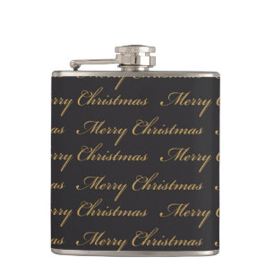 FLASQUES NOIR AVEC JAUNE D'OR NOËL EN SCRIPT