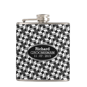 Flasques Noir Blanc Personnalisé Design élégant Groomsmen C