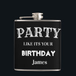 Flasques Noir et blanc Fundy Anniversaire Groomsman<br><div class="desc">Black Funky Party Comme Son Flacon Personnalisé Anniversaire</div>