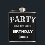 Flasques Noir et blanc Fundy Anniversaire Groomsman<br><div class="desc">Black Funky Party Comme Son Flacon Personnalisé Anniversaire</div>