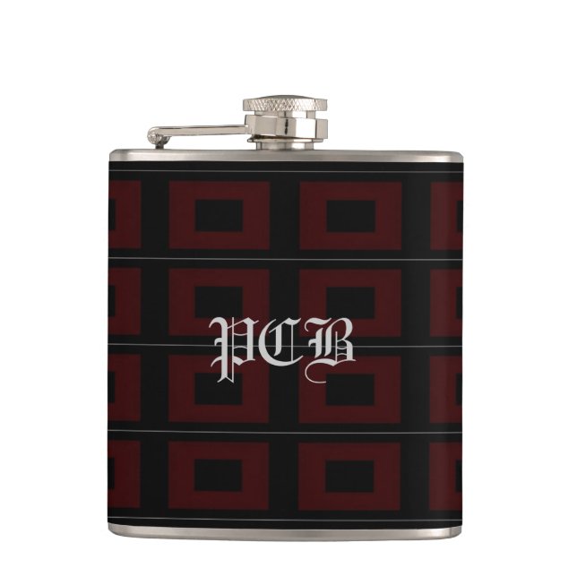 Flasques Noir et Bourgogne - monogramme de fiole contempora (Devant)