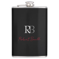 Noir moderne Noir Monogramme Initiales Nom