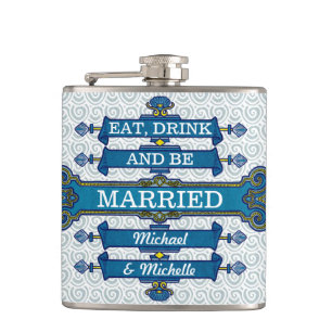 Flasques Nom bleu fait sur commande de mariage de plage