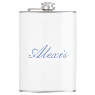 Flasques Nom Calligraphie Script Simple Blanc Bleu