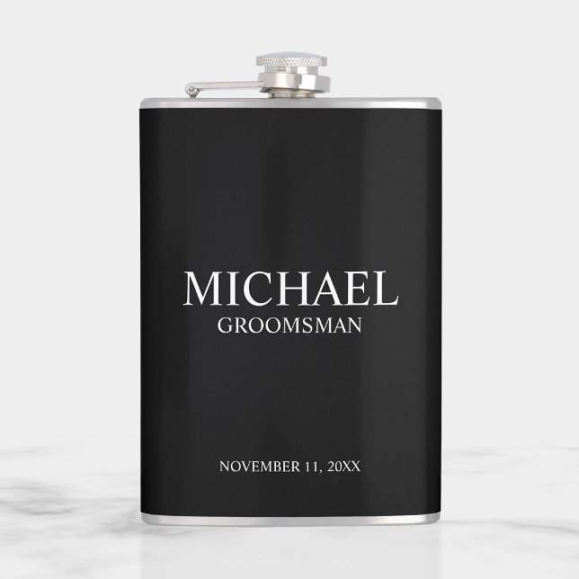 Flasques Nom du Groomsman Personnalisé Classique (Créateur téléchargé)