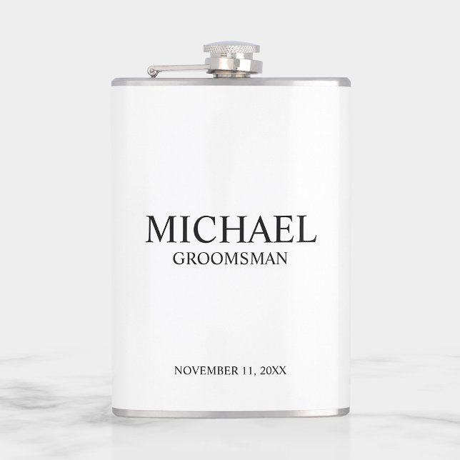 Flasques Nom du Groomsman Personnalisé Classique (Créateur téléchargé)