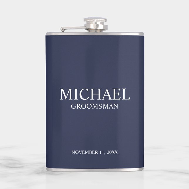 Flasques Nom du Groomsman Personnalisé Classique (Créateur téléchargé)
