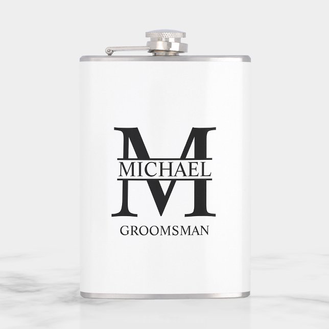 Flasques Nom du Groomsman Personnalisé Classique (Créateur téléchargé)