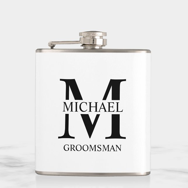 Flasques Nom du Groomsman Personnalisé Classique (Créateur téléchargé)