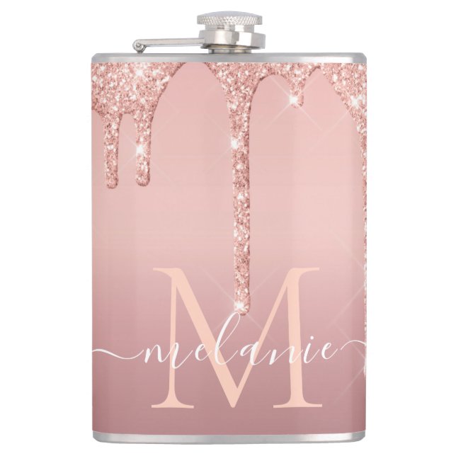 Flasques Nom du monogramme Texte Rose or Parties scintillan (Devant)