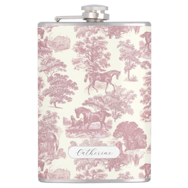 Flasques Nom élégant de toile de cheval rose chic girly (Devant)