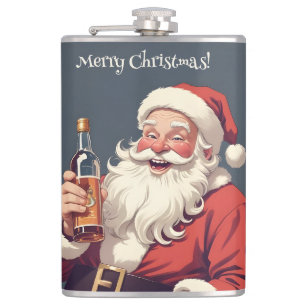 Flasques Nom et texte personnalisés Drôle Drunk Père Noël