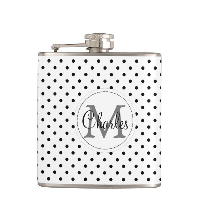 Flasques Nom fait sur commande Monogram.White et pois noir (Devant)