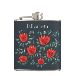 Flasques Nom floral foncé de coutume de motif de tulipe