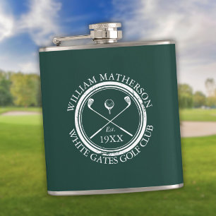 Flasques Nom personnalisé de club de golf vert émeraude