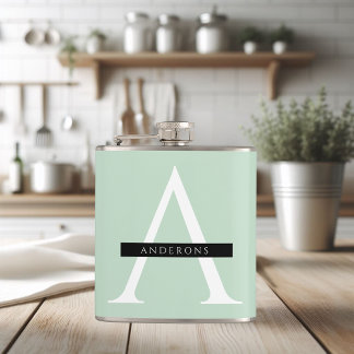 Flasques Nom personnalisé de la menthe pastel minimaliste