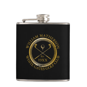 Flasques Nom personnalisé du club de golf Black and Gold