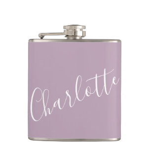 Flasques Nom personnalisé Dusty Lilac écriture minimaliste