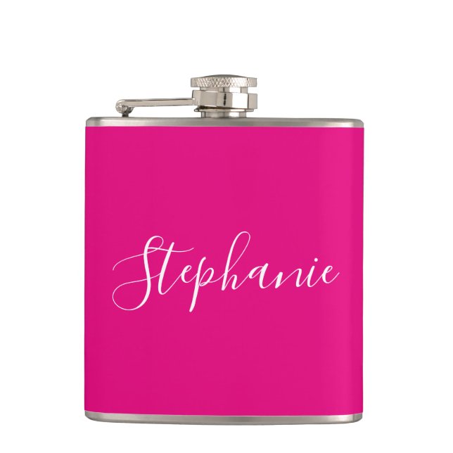Flasques Nom personnalisé Monogram rose Bachelorette (Devant)