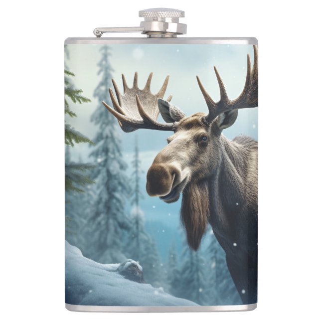 Flasques Nom personnalisé Moose d'hiver (Devant)