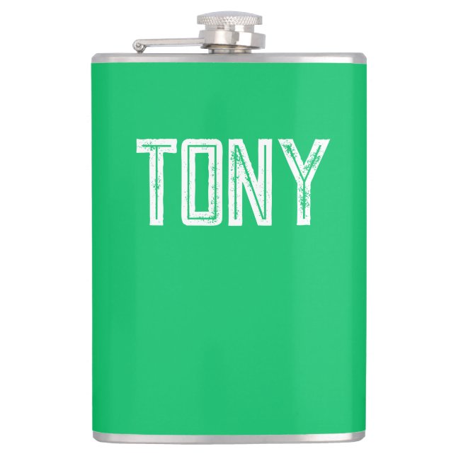 Flasques Nom personnalisé Solide Apple Green Monogramme (Devant)