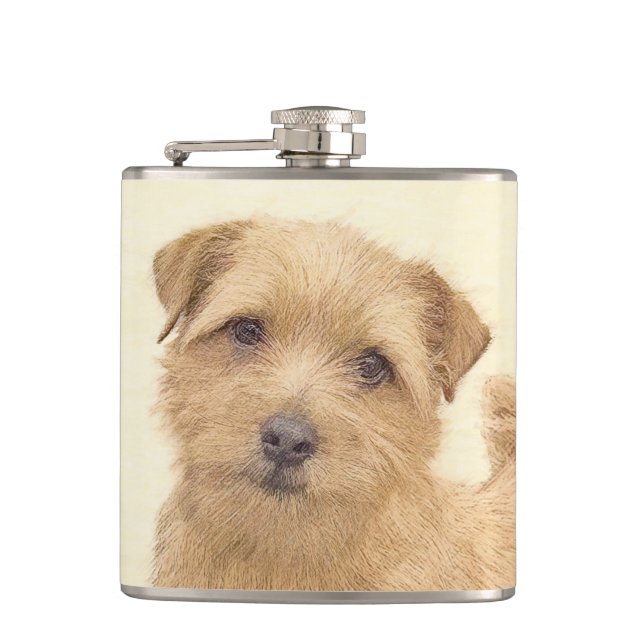 Flasques Norfolk Terrier Peinture - Art Chien original (Devant)