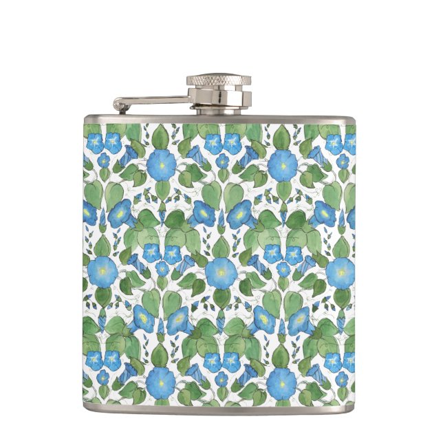 Flasques Nostalgale Blue Morning Glory Hip Flask (Devant)
