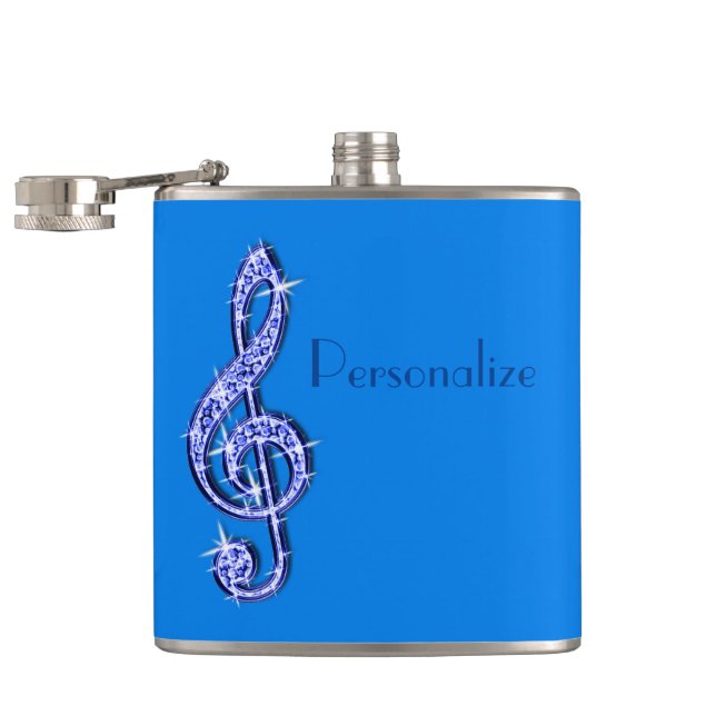 Flasques Notes de musique scintillantes et clinquantes bleu (Ouvert)
