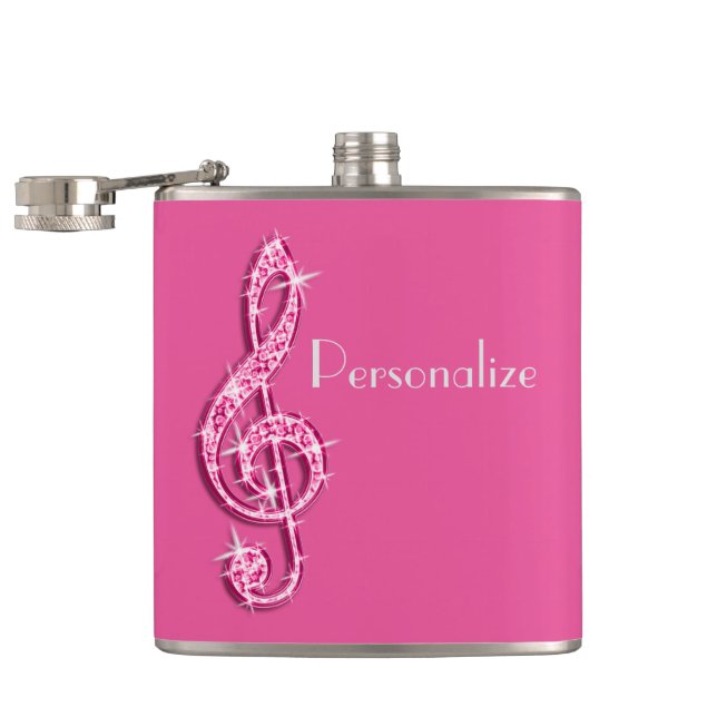 Flasques Notes de musique scintillantes rose (Ouvert)