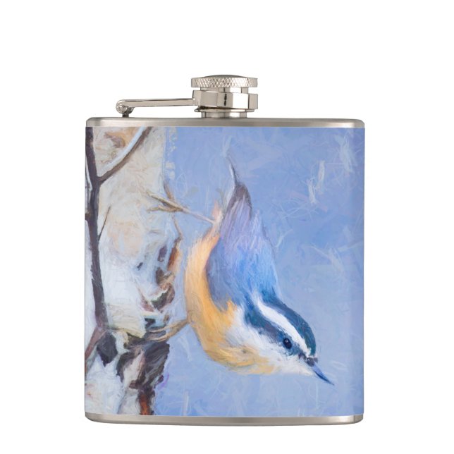 Flasques Nuthatch à poitrine rouge Peinture d'art original  (Devant)