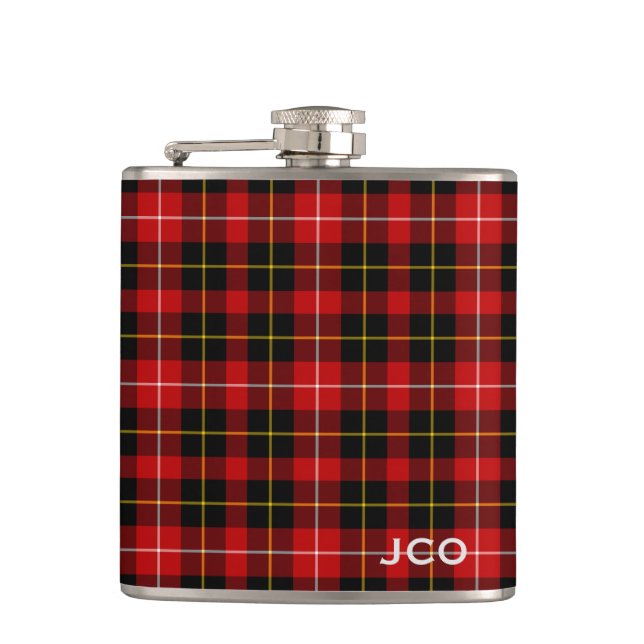 Flasques O'Connell Tartan Monogramme rouge et noir (Devant)