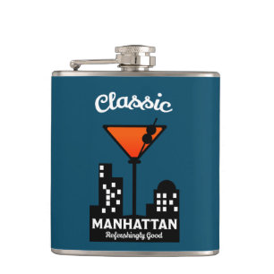 Flasques Œuvre d'art sur le cocktail Manhattan