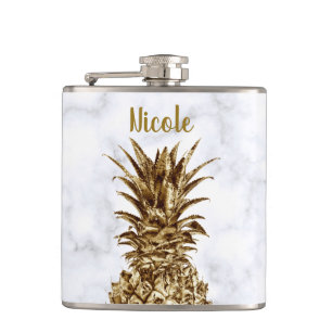 Flasques Or assez girly élégant et ananas de marbre blanc