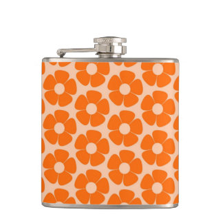 Flasques Orange et Pêche Retro 60s motif floral