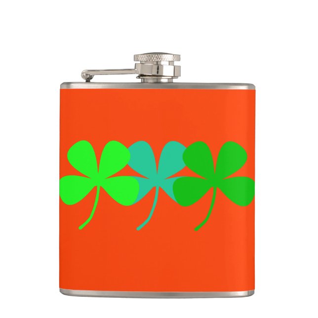 Flasques Orange Green Shamrocks St. Patricks Jour 4Molly (Devant)