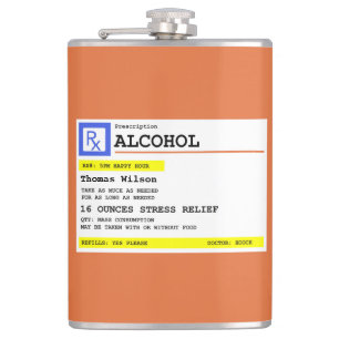 Flasques Ordonnance personnalisée Alcool humoristique