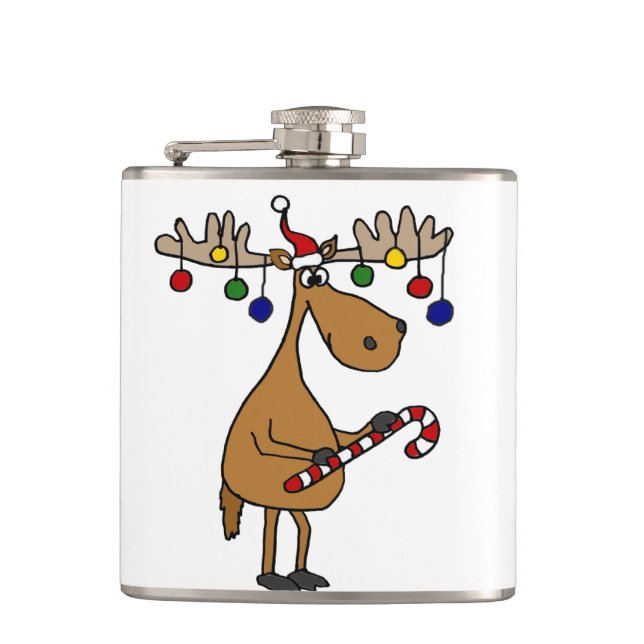 Flasques Orignaux drôles de Noël avec des ornements (Devant)