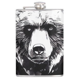 Flasques Ours Grizzly Sauvage Nature Esprit Libre Peinture 