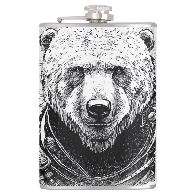 Flasques Ours Grizzly Wild Nature Illustration Line Epic (Devant)