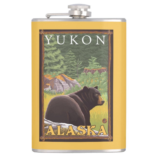 Flasques Ours noir dans la forêt - le Yukon, Alaska (Devant)