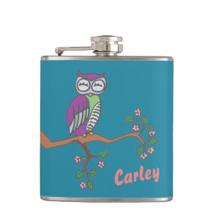 Flasques Owl Art Night Blue Personnalisé
